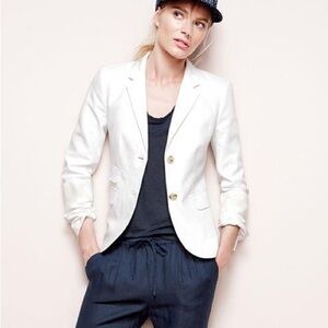 J Crew Schoolboy Linen Blazer White size 6